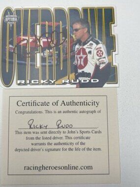 2000 Press Pass Optima Overdrive Ricky Rudd Autograph AUTO With COA